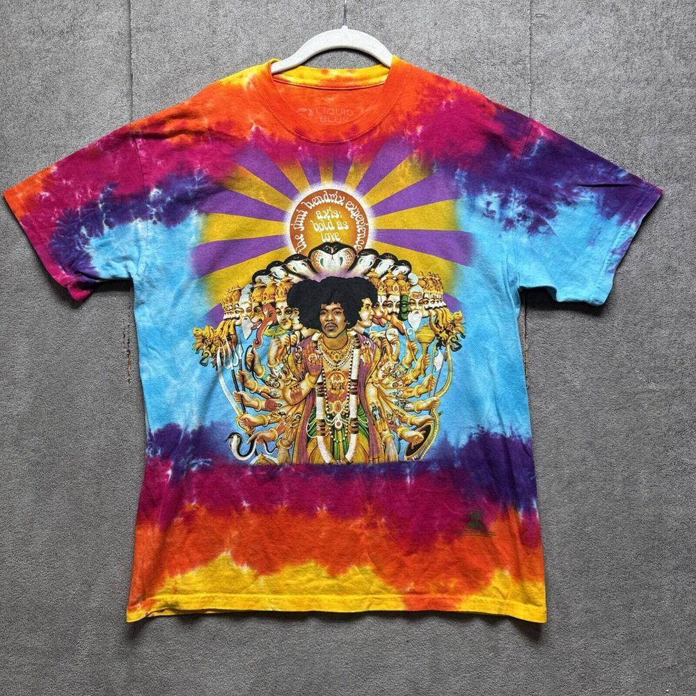 Liquid Blue Jimi Hendrix Shirt Large Axis Bold Tie Dye Music Band Merch